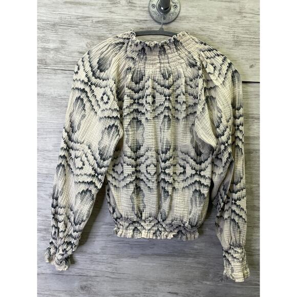 Porridge Clothing By Anthropologie Top XS Textured Puff Sleeves V Neck - Picture 11 of 12